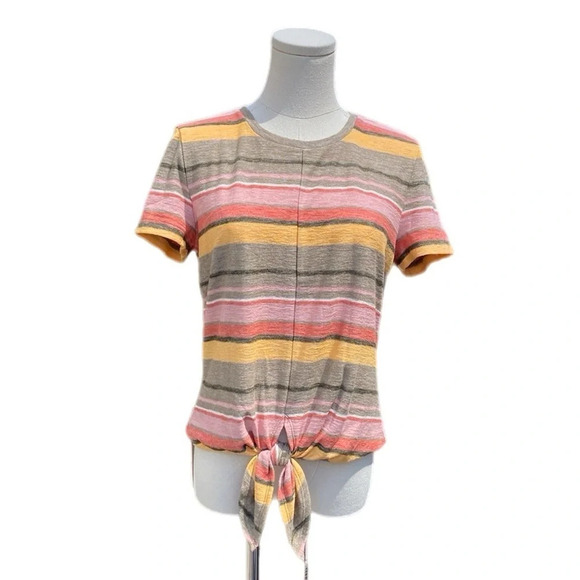 Madewell Texture & Thread stripe top with front tie detail - Picture 1 of 12